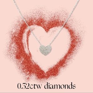 SOLD 14k White Gold Pavé Diamond Heart Necklace 0.32ctw